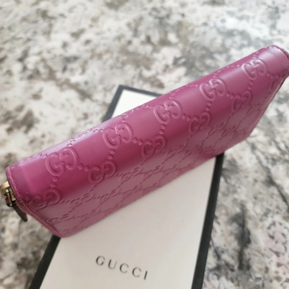 💖GUCCI Shima GG Guccissima Logo Leather Zippy Around Long Wallet  /N2464 - Picture 5 of 11